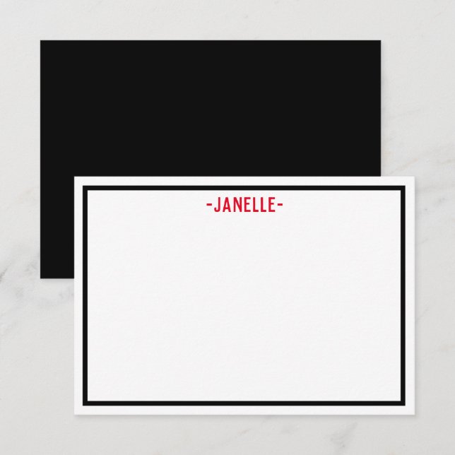 Personalisierte Schwarz-, Weiß- und Rot-Flachbilds Einladung (Vorne/Hinten)