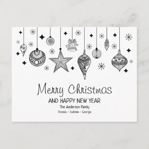 Personalisierte Schwarz-Weiß-Weihnachtsbaumchen Postkarte