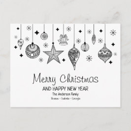 Personalisierte Schwarz-Weiß-Weihnachtsbaumchen Postkarte