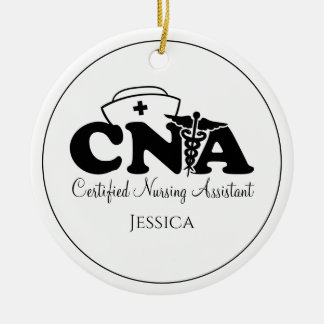 Personalisierte Schwarz-weiße CNA-Krankenpflege We Keramik Ornament