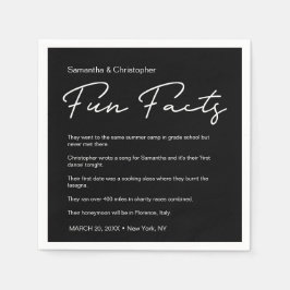 Personalisierte Schwarz-weiße Fest-Liste Hochzeit Serviette