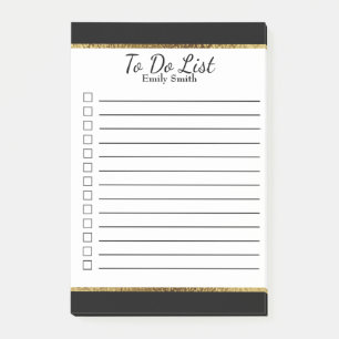 Personalisierte schwarz-weiße linierte To-Do-Liste Post-it Klebezettel