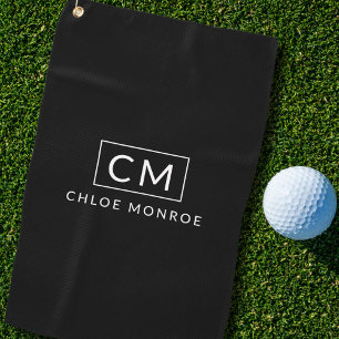 Personalisierte Schwarz-weiße Minimal Moderne Mono Golfhandtuch