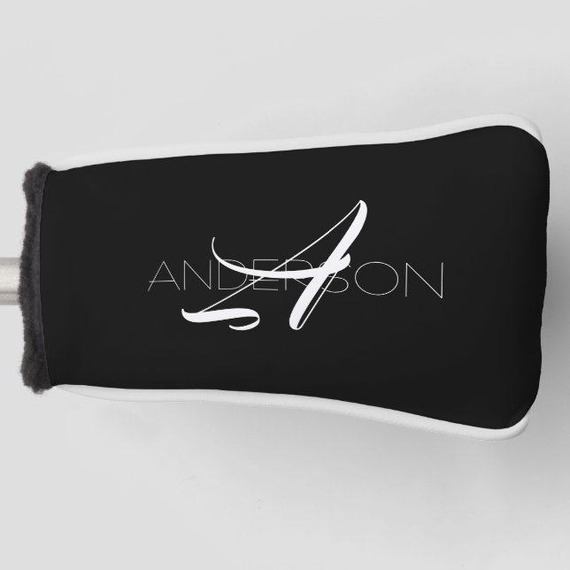 Personalisierte Schwarz-weiße Moderne Golf Headcover (Vorderseite)