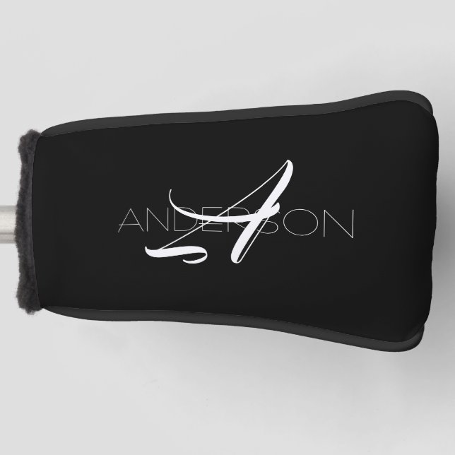 Personalisierte Schwarz-weiße Moderne Golf Headcover (Vorderseite)