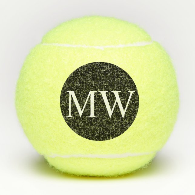 Personalisierte Schwarz-weiße Monogramm-Initialen Tennisbälle (Vorderseite)