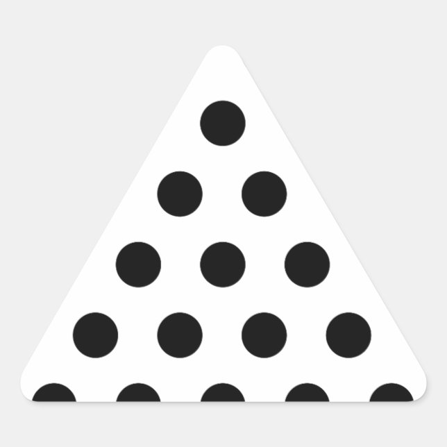 Personalisierte schwarz-weiße Polka-Punkte Dreieckiger Aufkleber (Vorderseite)