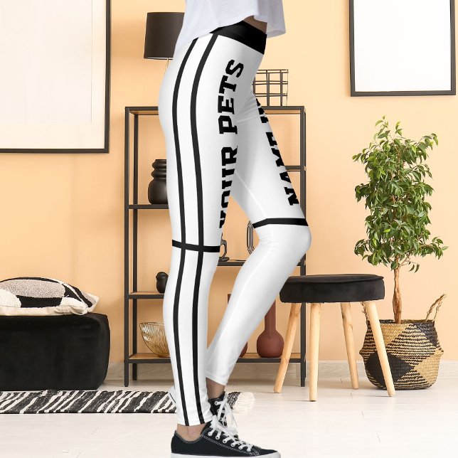 Personalisierte Schwarz-weiße Streifenbezeichnunge Leggings (Von Creator hochgeladen)