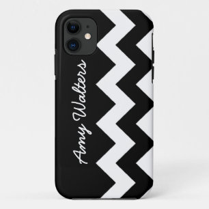 personalisierte schwarz-weiße Zickzack Case-Mate iPhone Hülle