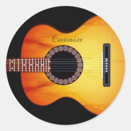 Personalisierte schwarze Acoustic Gitarre Runder Aufkleber