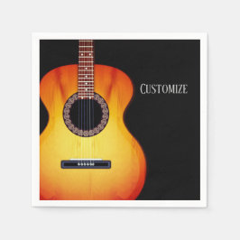 Personalisierte schwarze Acoustic Gitarre Serviette