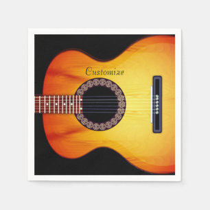 Personalisierte schwarze akustische Gitarre 2 Serviette