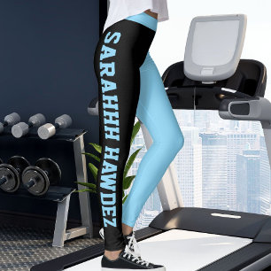Personalisierte schwarze babyblaue einfarbige Stre Leggings