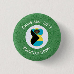 Personalisierte schwarze bahamaische Engel-Hanukka Button