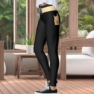 Personalisierte schwarze beige maßgeschneiderte Ha Leggings