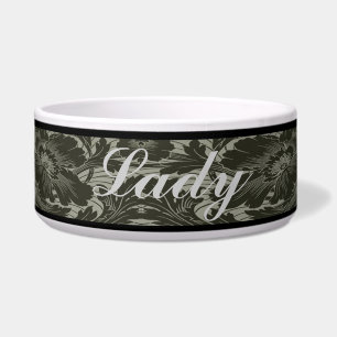 Personalisierte Schwarze Blume Art Pet Bowl Napf