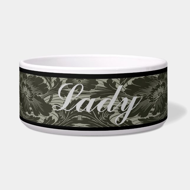 Personalisierte Schwarze Blume Art Pet Bowl Napf (Vorderseite)