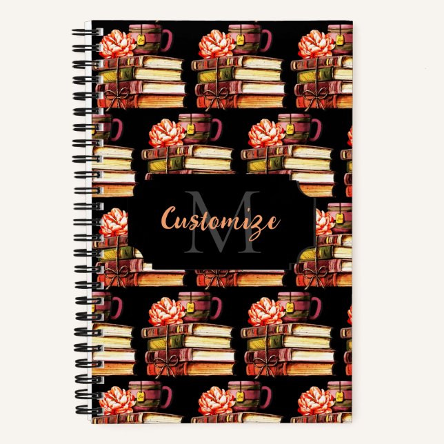 Personalisierte schwarze Bücher und Tee (Vorderseite)