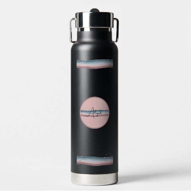 Personalisierte schwarze Dämmerung  Trinkflasche (Vorderseite)