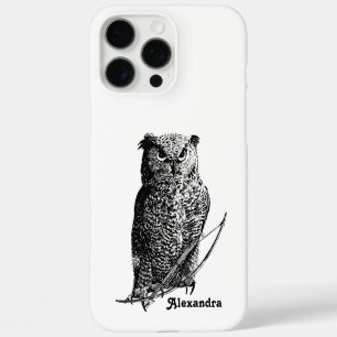 Personalisierte schwarze Eule iPhone 16 Pro Max Hülle