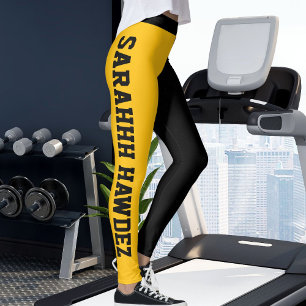 Personalisierte schwarze gelbe orange Streifen Yog Leggings