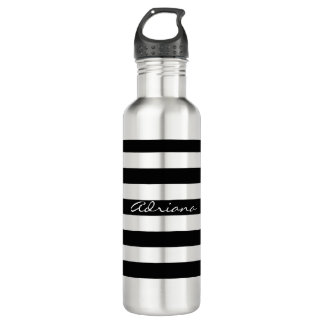 Personalisierte schwarze gestreifte Wasser-Flasche Trinkflasche