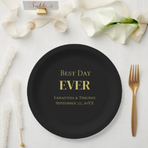 Personalisierte Schwarze Gold Beste Hochzeit Aller Pappteller