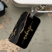 Personalisierte schwarze Goldachat-Unterschrift