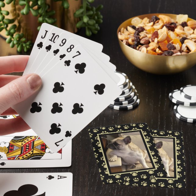 Personalisierte schwarze & goldene Haustier-Spielk Spielkarten (In Situ)
