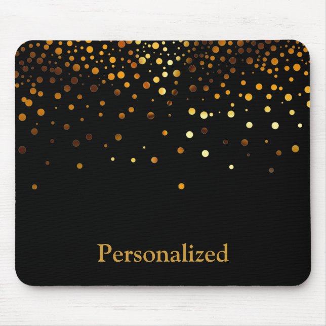 Personalisierte schwarze GoldGlitzer-Imitat-Folie Mousepad (Vorne)