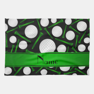 Personalisierte schwarze Golfball-NamensT-Shirts Handtuch