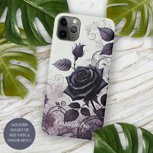 Personalisierte schwarze gothische Rosenblumen im Case-Mate iPhone Hülle