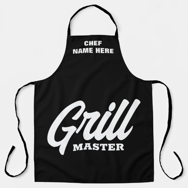 Personalisierte Schwarze Grill Master GRILLEN Schü Schürze (Vorderseite)