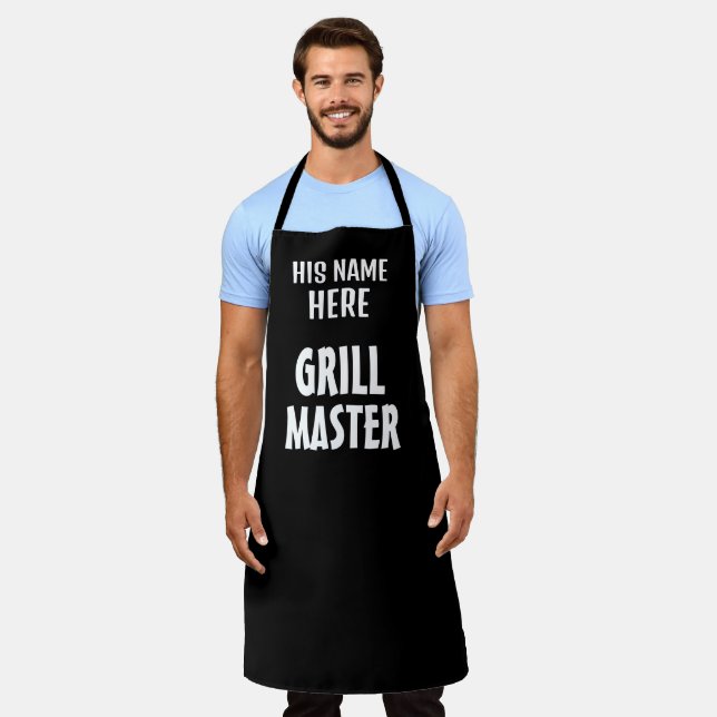 Personalisierte Schwarze Grill Master GRILLEN Schü Schürze (Getragen)