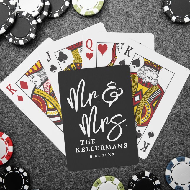 Personalisierte Schwarze Hochzeit Spielkarten (Personalized Black Wedding Poker Cards )
