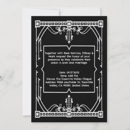 Personalisierte schwarze Hochzeitseinladungskarte Einladung