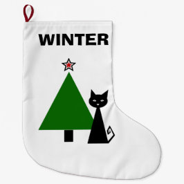 Personalisierte Schwarze Katze Großer Weihnachtsstrumpf