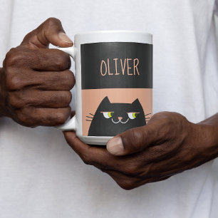 Personalisierte Schwarze Katze Kaffeetasse