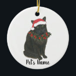 Personalisierte Schwarze Katze Keramik Ornament<br><div class="desc">Machen Sie die schöne Liste in diesem Jahr mit einem Ornament Ihrer Lieblings-schwarze kitty Elf!</div>