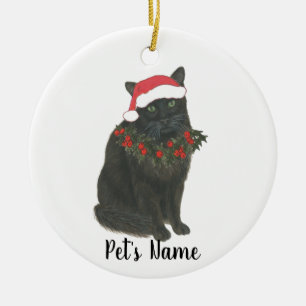 Personalisierte Schwarze Katze Keramik Ornament