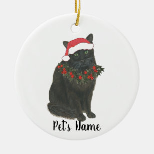 Personalisierte Schwarze Katze Keramik Ornament
