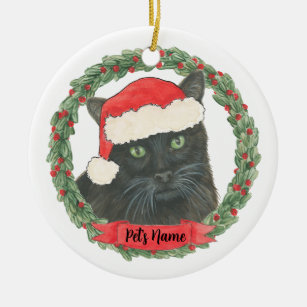Personalisierte Schwarze Katze Keramik Ornament