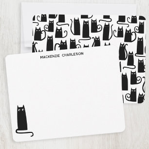 Personalisierte schwarze Katze Mitteilungskarte