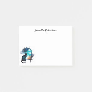 Personalisierte Schwarze Katze Moon Silhouette Post-it Klebezettel