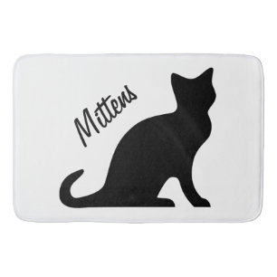 Personalisierte schwarze Katze rutschfest Badewann Badematte