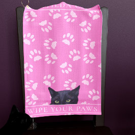 Personalisierte schwarze Katzenpaws Hot Pink Golf Golfhandtuch