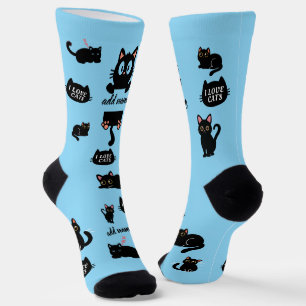 Personalisierte schwarze Katzensocken - Benutzerde Socken