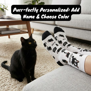 Personalisierte schwarze Katzensocken - Benutzerde Socken