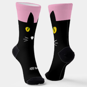 Personalisierte schwarze Katzensocken - Individuel Socken
