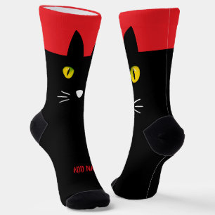 Personalisierte schwarze Katzensocken - Individuel Socken